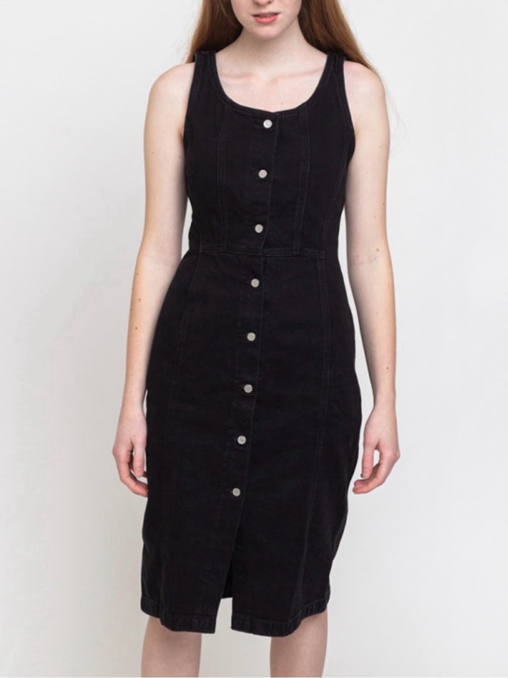 Levi’s Sienna Black Button-Front Sleeveless Denim Midi Dress Size XS